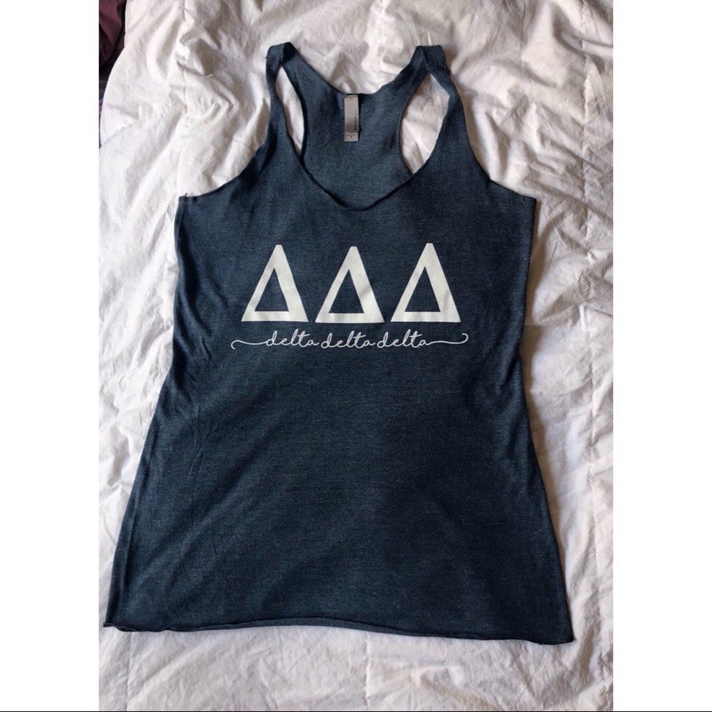 Blue tri delt tank top